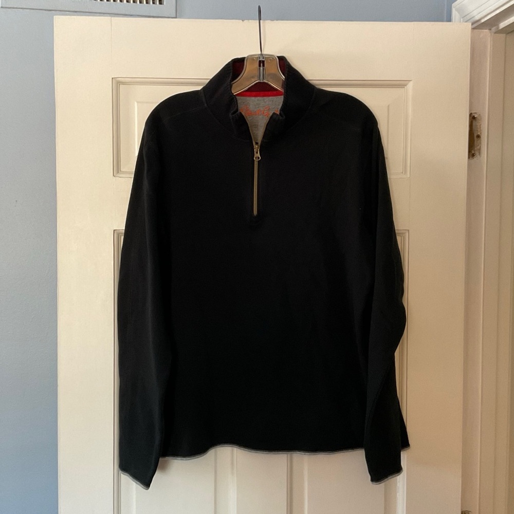 ROBERT GRAHAM Elliot Cotton Quarter-Zip Sweater Black Peru Made‎ Classic Fit XL